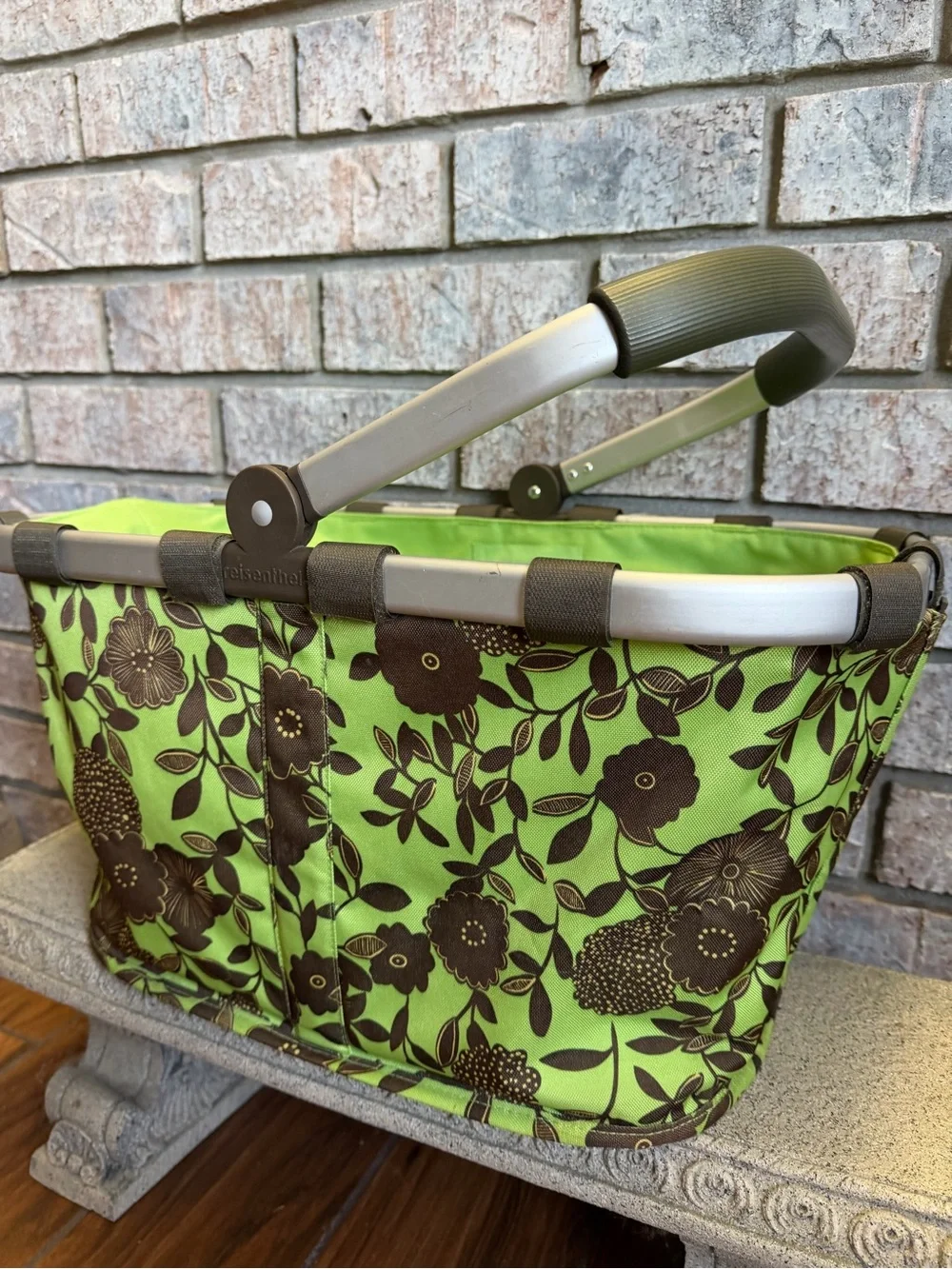 Green & Brown Floral Market Basket / Picnic Basket